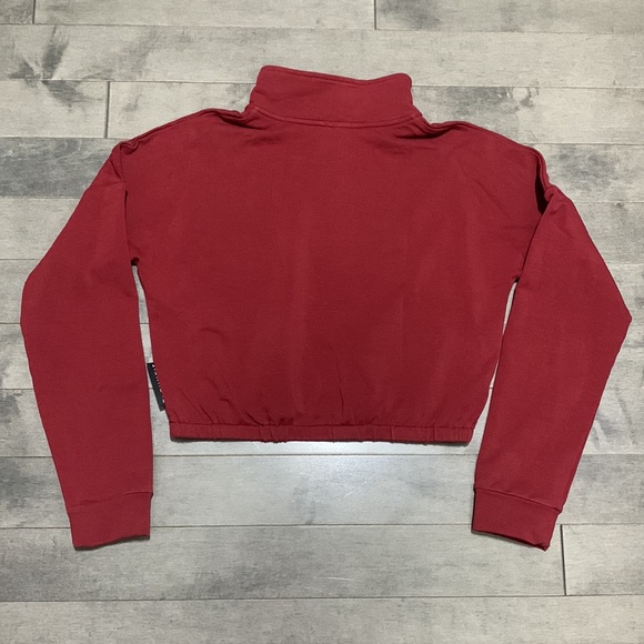 Flexxfit 1/2 Zip Cropped Sweatshirt - Red Merlot - Medium - Picture 2 of 4